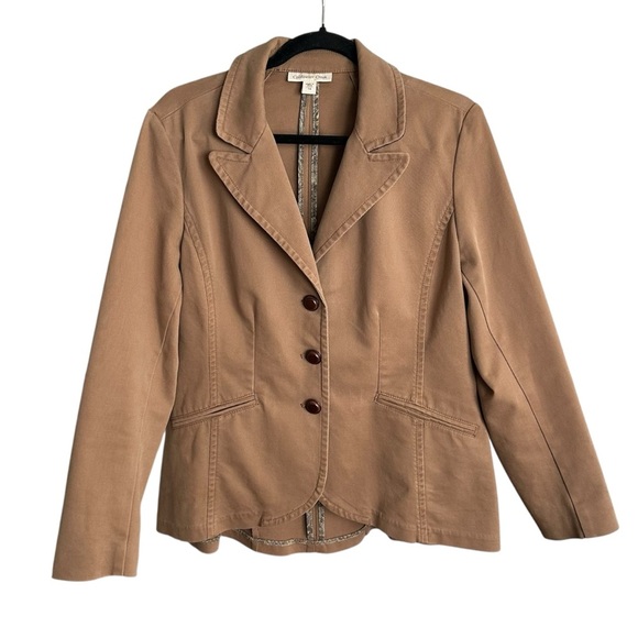 COLDWATER CREEK Western Camel Tan Cotton Stretch Blazer Jacket Equestrian 14 - Picture 2 of 13